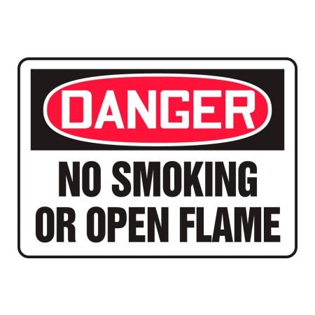 Accuform Accuform Danger Sign, No Smoking Or Open Flame, 10inW x 7inH, Aluminum MSMK120VA